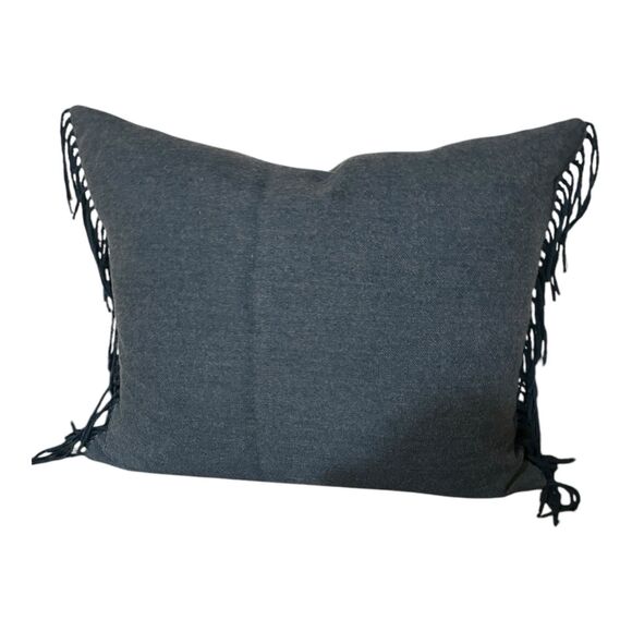 Ann Gish The Art Of Home Throw Pillow Lambswool Blue Rectangle Fringe - Picture 3 of 3